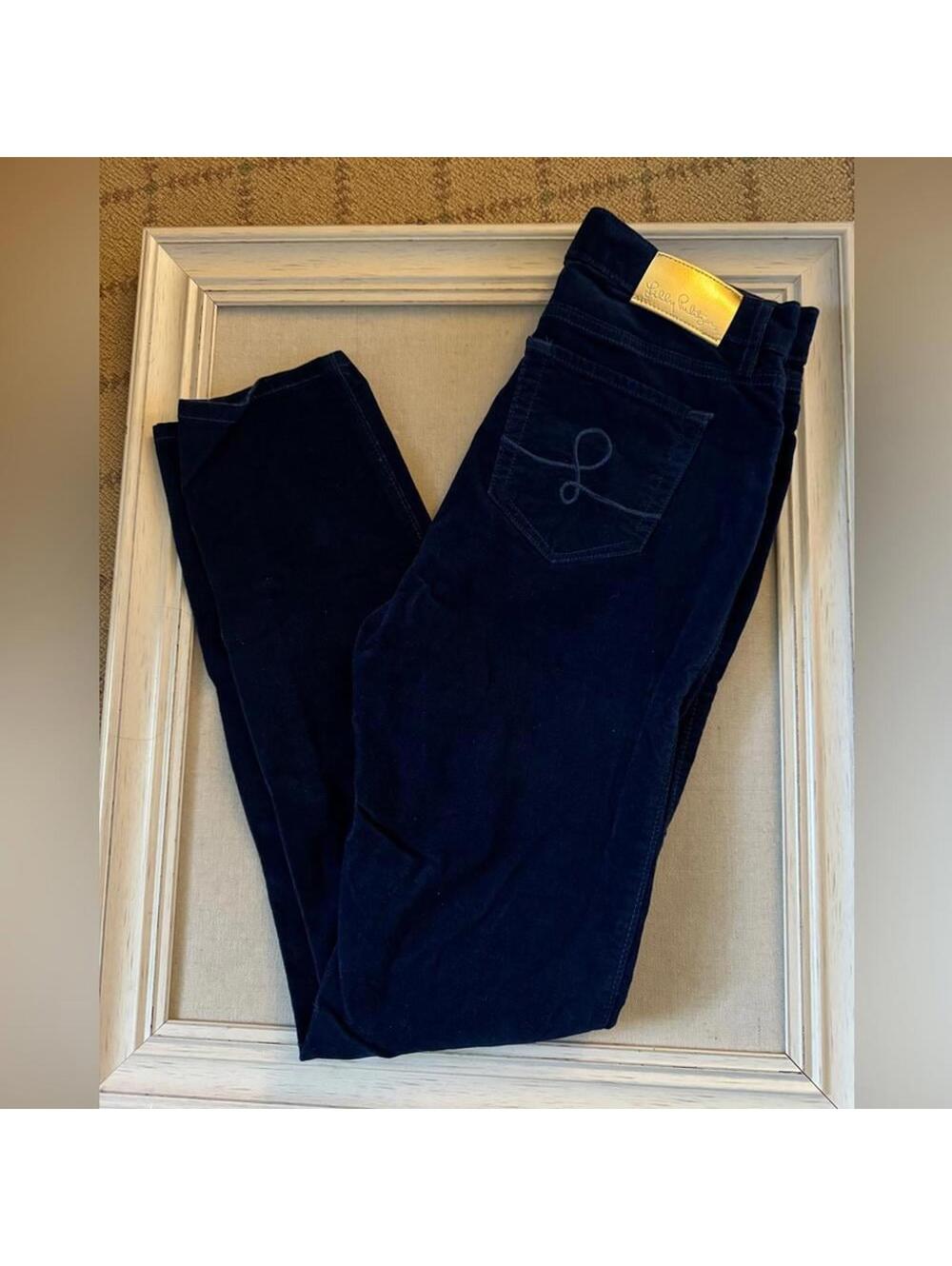 Lilly Pulitzer Navy High Rise Plush Skinny Jeans 2 NWT
